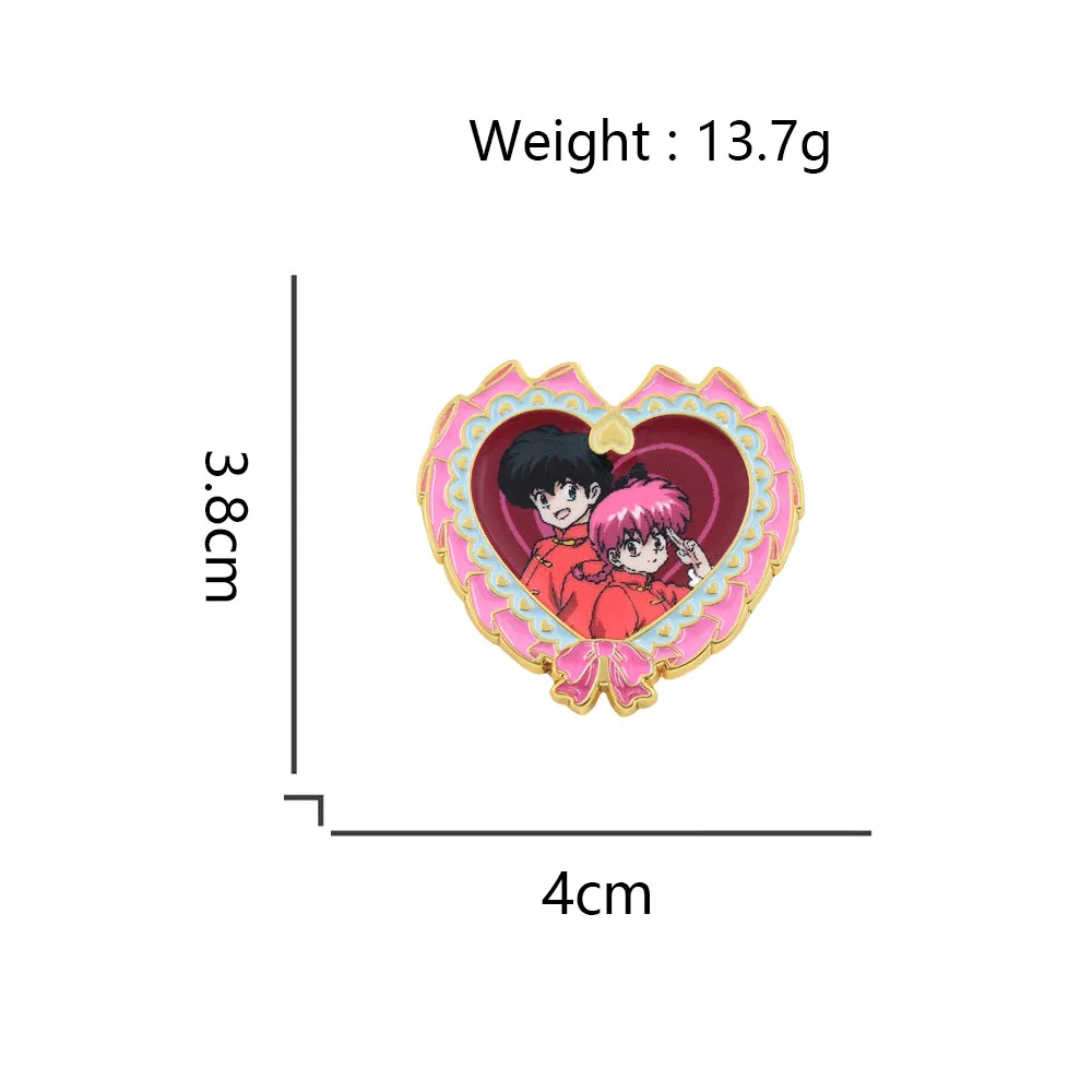 Ranma ½ Heart Enamel Pin Male Female Ranma Badge Cute Anime Character Brooch Novelty Fun Jewelry Backpack Decorative