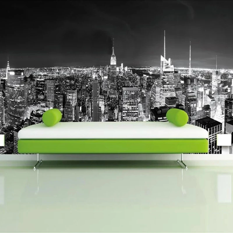 Custom Photo Night View New York City Black White Building Mural Wallpaper Living room sofa TV background bedroom restaurant 8d