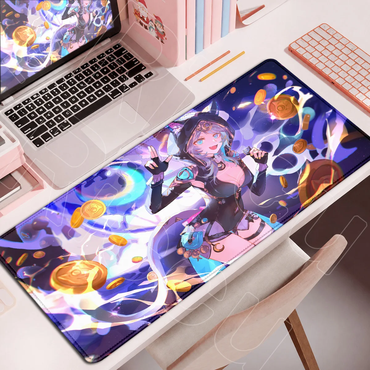 XXL Laptop-Tastatur-Desktop-Matte, Gaming-Zubehör, rutschfeste Gummi-Office-Mausunterlage, Honkai Star Rail, Kawaii-Mädchen, Cipher-Mauspad – Detail 15