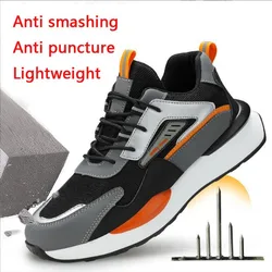 Ultra Light 2024 New Men's Safety Shoes Flying Woven Steel Toe Caps Summer Breathable Anti Smashing Piercing Work Shoes