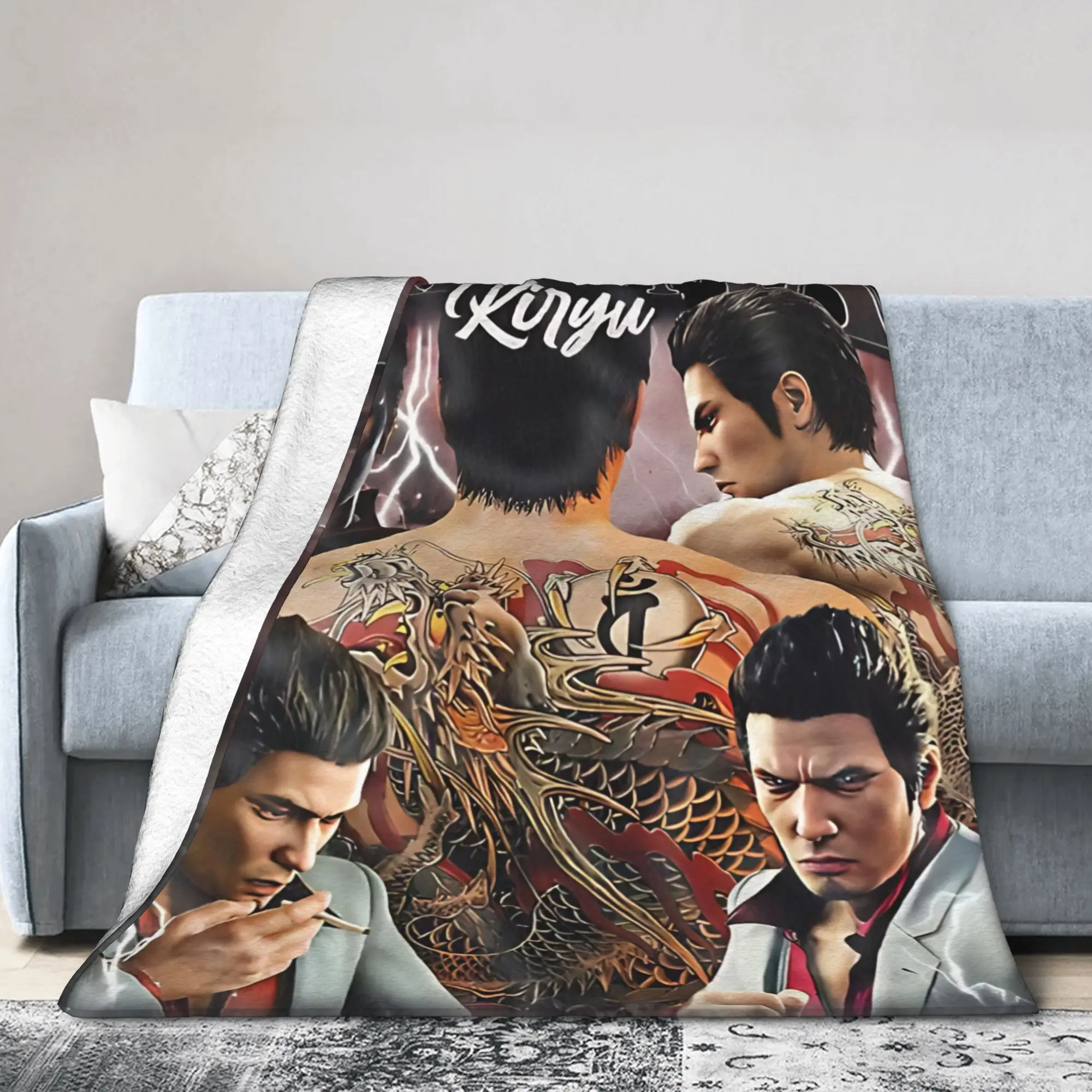Kazuma Kiryu Vintage Blanket Like a Dragon Yakuza Game Fuzzy Throw Blankets Summer Air Conditioning Decor Soft Warm Bedspreads