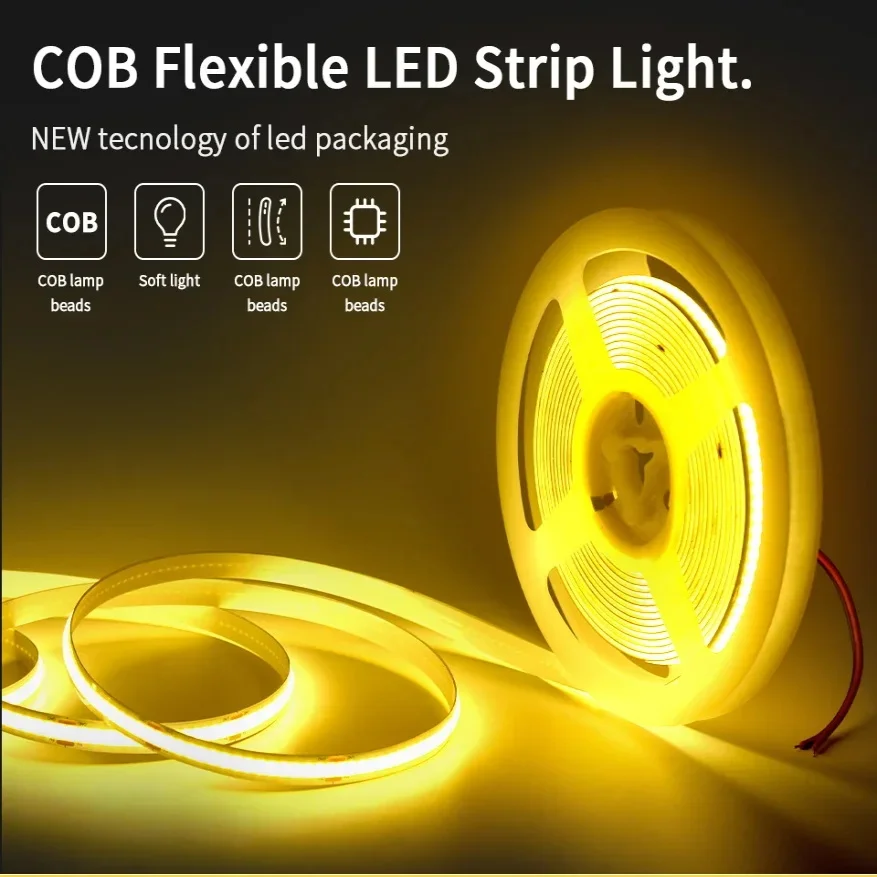

24V 12V COB LED Strip Lights 8mm 320LEDs/M Flexible Tape Ribbon for Room Decor 3000K 4000K 6000K 5M 10M Linear Dimmable Lamp
