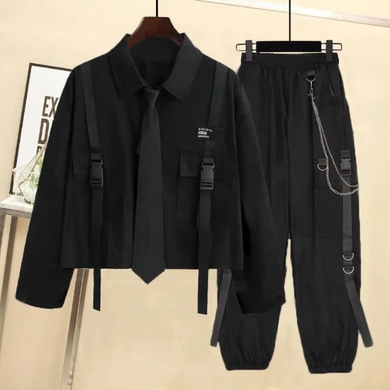 High Street Contrast Patchwork Loose Shirt Tops Long Sleeve Polo Neck Youth Short Casual Blouse Trend Fashion Y2K Women Clothing