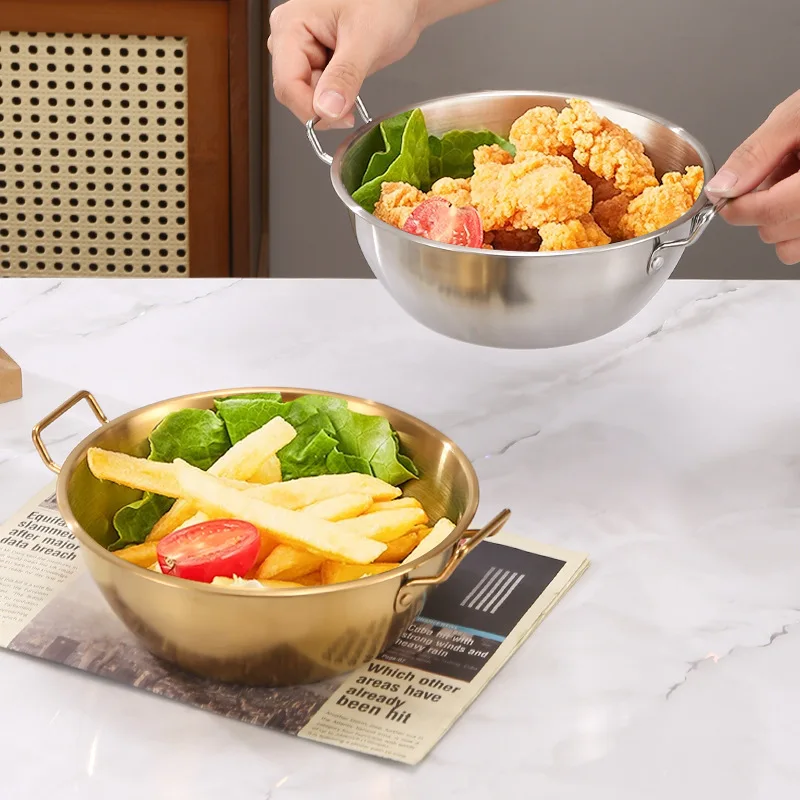 Stainless Steel Snack Bowls with Handles for Salad Sauce Chips Fruit Fried Food 4pcs Set