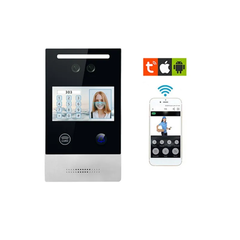 Video Door Phone 4.3 Inch 1080P HD IP Intercom System Doorbell Support IC ID Card Password Tuya Unlock Monitor Face Recognition