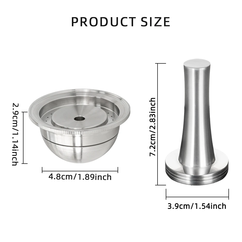 80ml/2.4oz Stainless Steel Reusable Coffee Pods Compatible with Nespresso Vertuoline GCA1 Delonghi ENV135S Machines