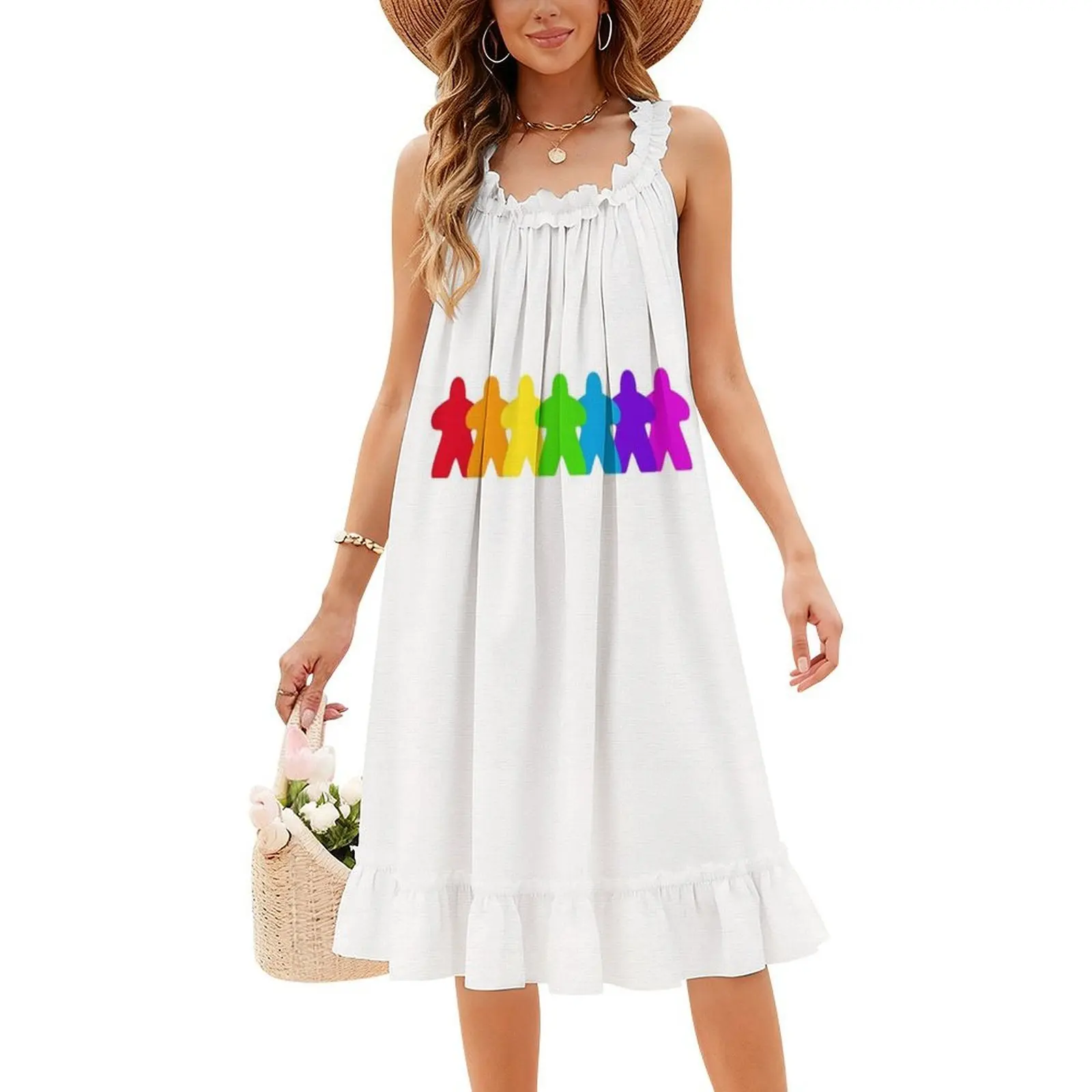 جميع الألوان من فستان Meples-Gaymer Pride بألوان قوس قزح مزين بالزهور للنساء فستان كاجوال للربيع والصيف للحفلات بألوان قوس قزح