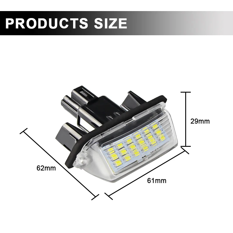 2PCS Error Free LED License Plate Light For Toyota Avensis Yaris Ractis Camry Corolla Prius Verso S Vitz Levin Esquire Prius C