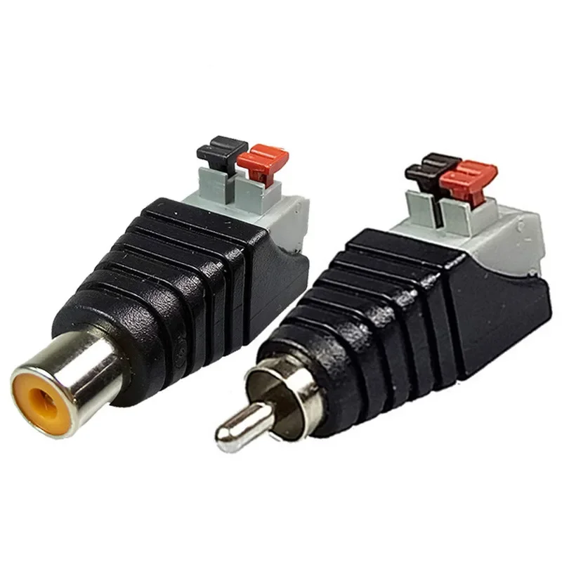 10PCS RCA AV Balun Connector RCA Male/Female AV Screw 2 Poles Terminal Pressed Type CAT5 to CCTV Camera Video AV Terminal Block