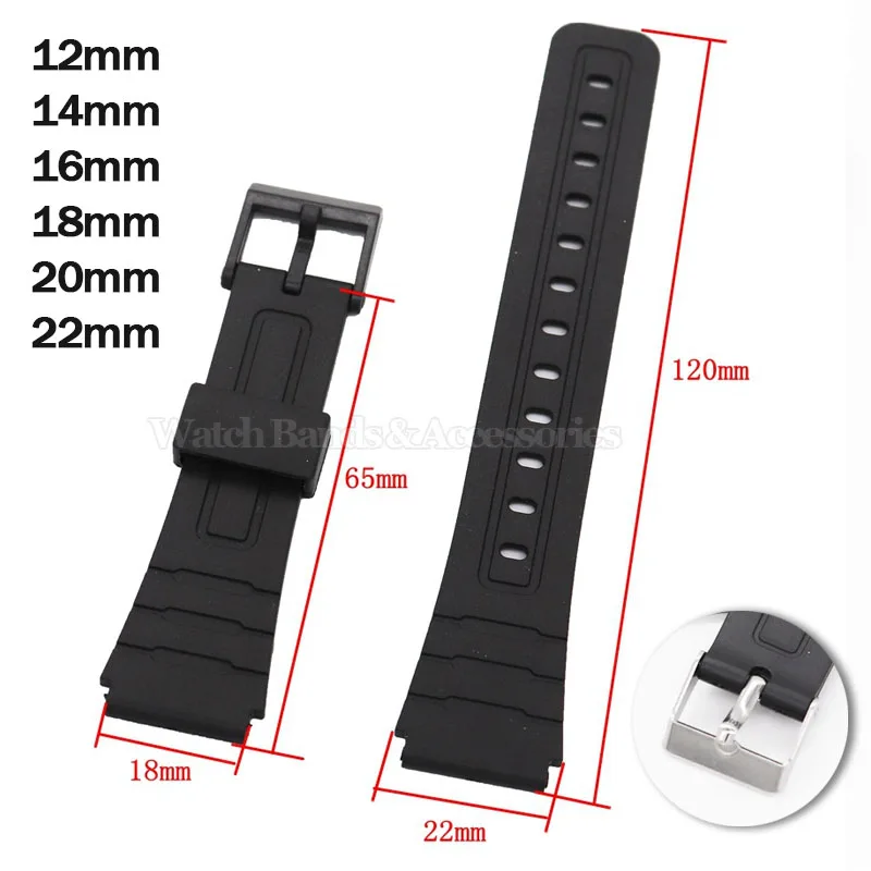 Correas de silicona para reloj Casio, pulsera de goma resistente al agua, repuesto de pulsera para hombres y mujeres, 12mm, 14mm, 16mm, 18mm, 20mm y 22mm