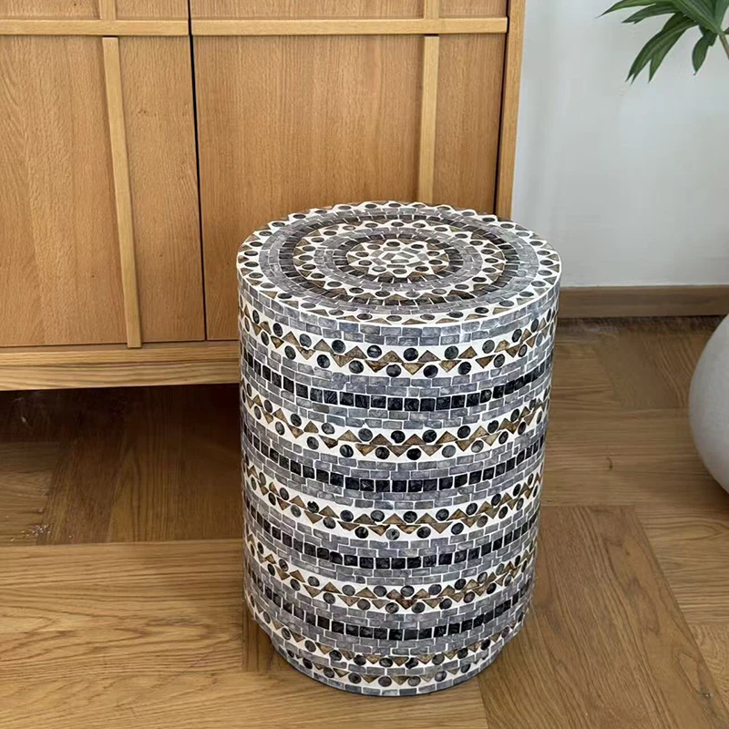 Creative Blueberry Thousand Layer Shaped Round Coffee Table Natural Shell Wood Furniture Home Living Room Sofa Side Tea Tables