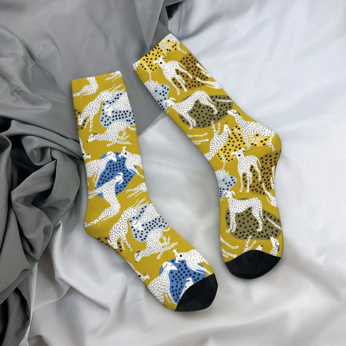 Chaussettes Harajuku Greyhound pour hommes et femmes, bas pour animaux, amoureux des chiens, planche à roulettes, mode masculine, printemps, été, automne, hiver