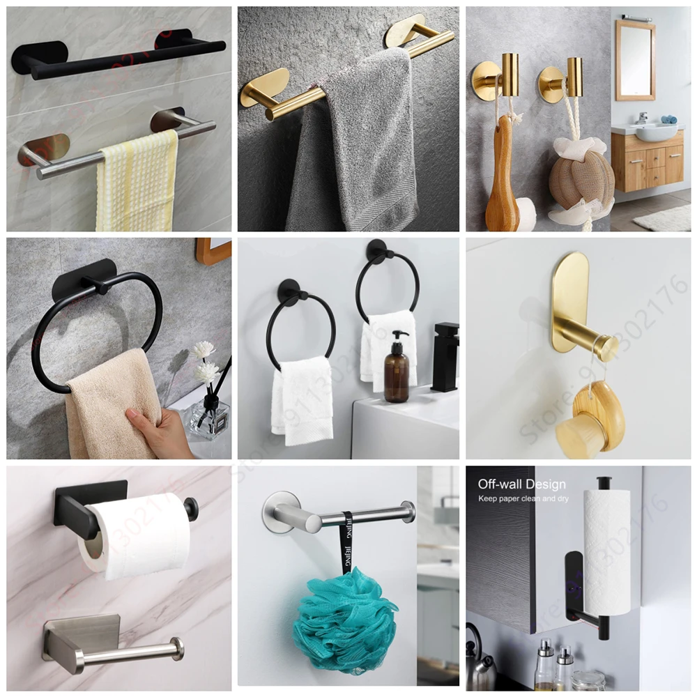 Adhesive Paper Towel Holder For Kitchen Napkin Rack Toilet Paper Holder Tissue Dispenser Cabinet Storage Bathroom Accessories