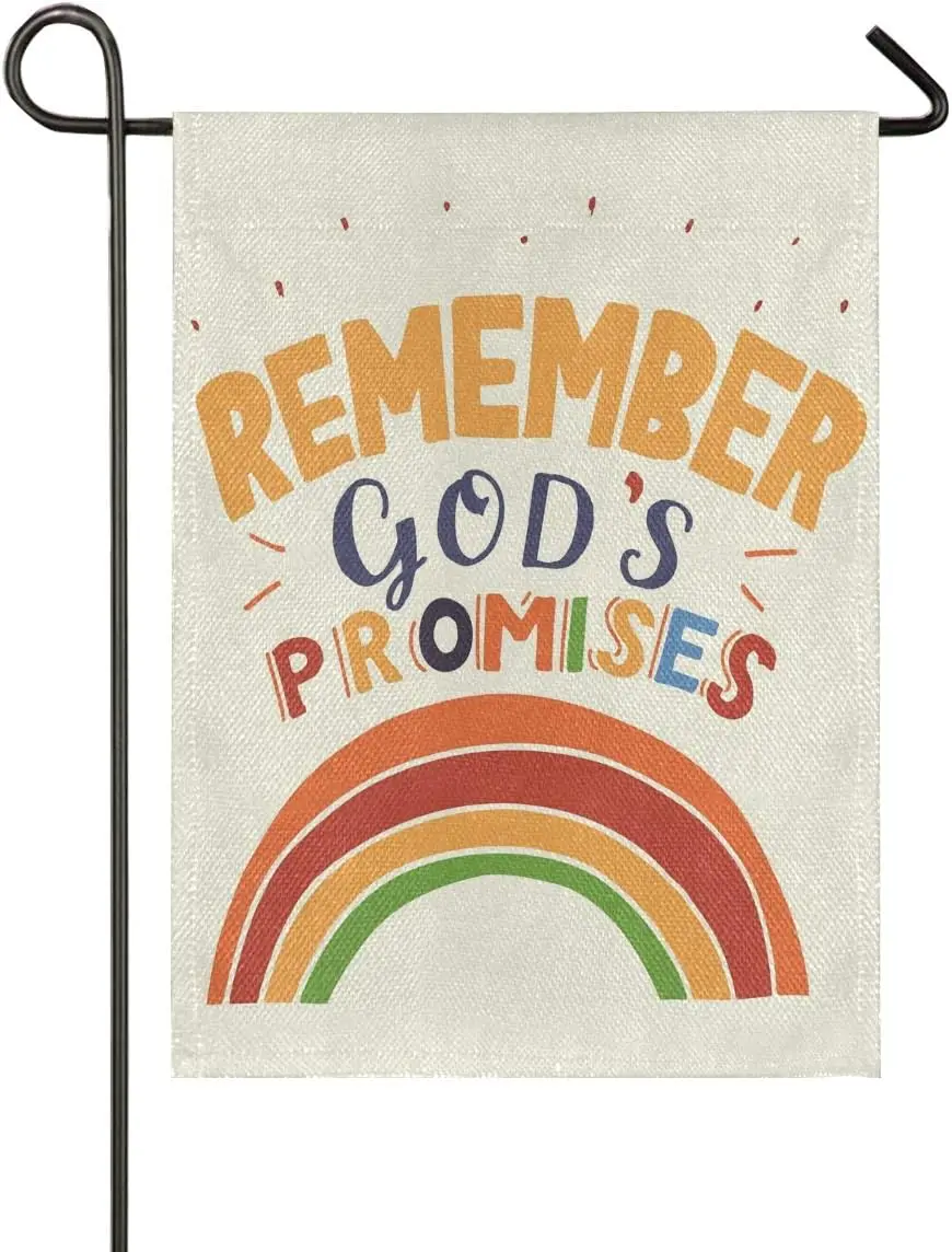 ALAZA Christian God Rainbow Design Burlap Garden Flag Double Sided,House Yard Flags,Holiday Seasonal Outdoor Decorative Flag yyi