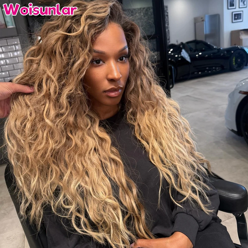 

36 дюймов Ombre Blonde и 613 Передний парик шнурка человеческих волос 13x4 Прозрачный кружевной свободный глубокий черный женский парик из натуральных человеческих волос