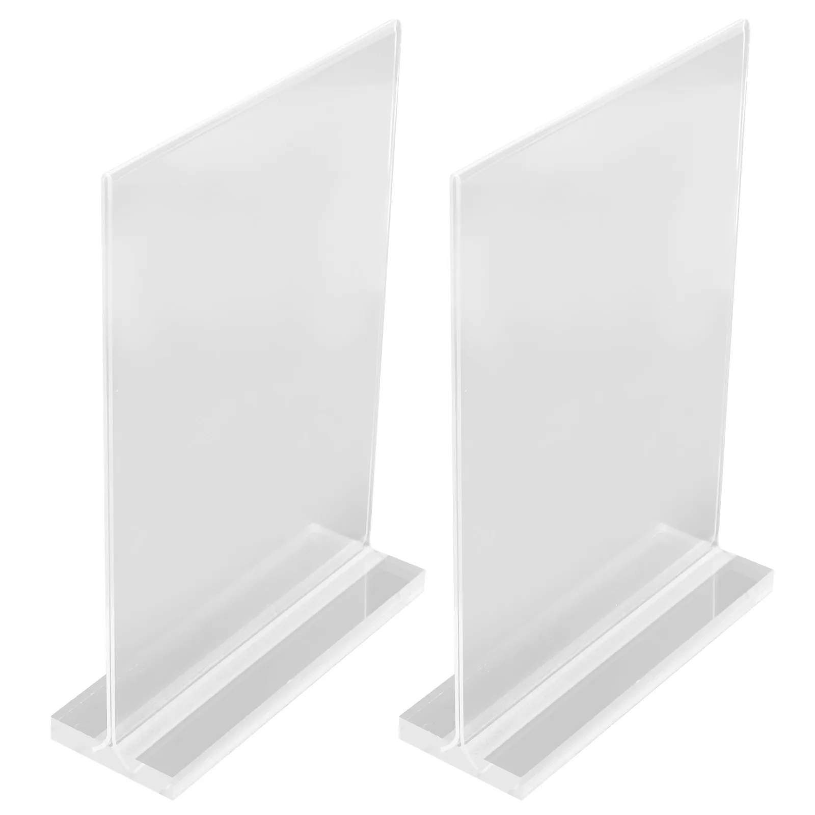 2Pcs Acrylic Display Stand Vertical Sign Holder for Menus Cards Posters Clear Plastic Paper Holder Stable Desktop Menu Storage