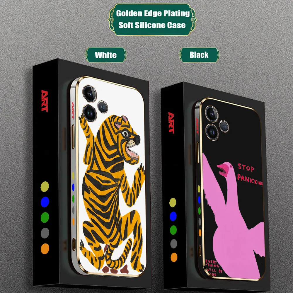 D-DavidS-S-Shrigley Visual Art Case For infinix Tecno Camon 30 20 19 18 Spark 10 8 7 6 Poca 6 5 4 Zero 30 20 Pro Plating Cover