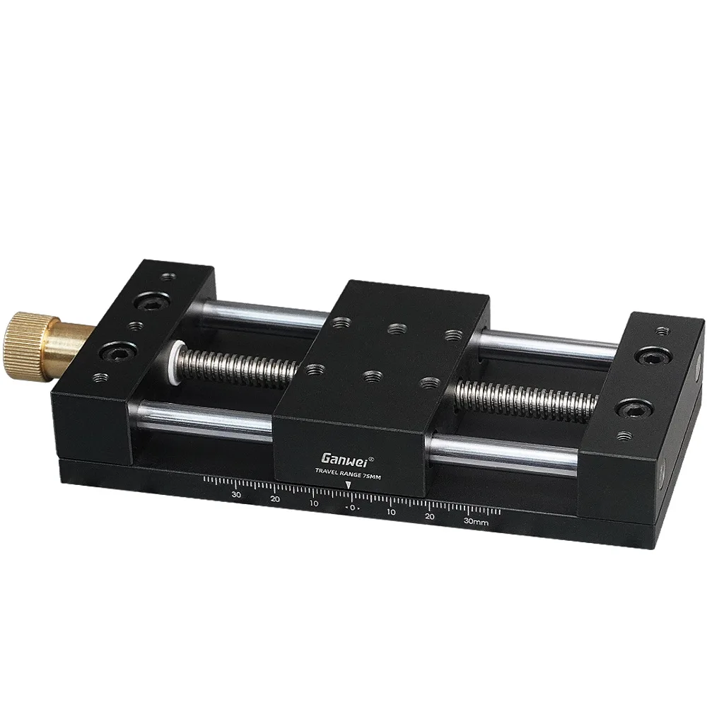 

75mm 120mm Travel Displacement Platform Precision Linear Stage Aluminum Alloy High Load Capacity Laser Engraved Scale