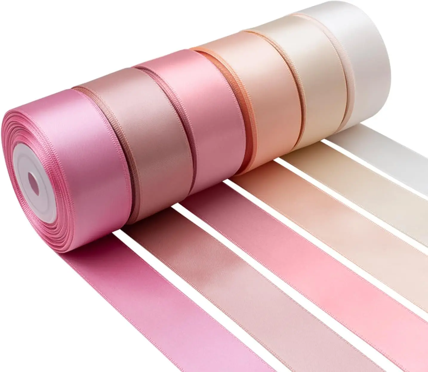 Pink Satin Ribbon 1 Inch Wide Light Pink Blush Pink Dusty Rose Ribbon Assorted Solid Color Double Faced Satin Ribbon for Flower