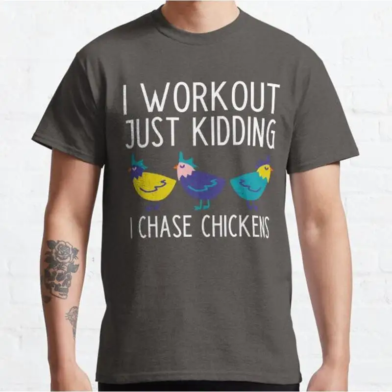 Funny Chasing Chickens Farmer Slogan Classic T shirt_ssq_87
