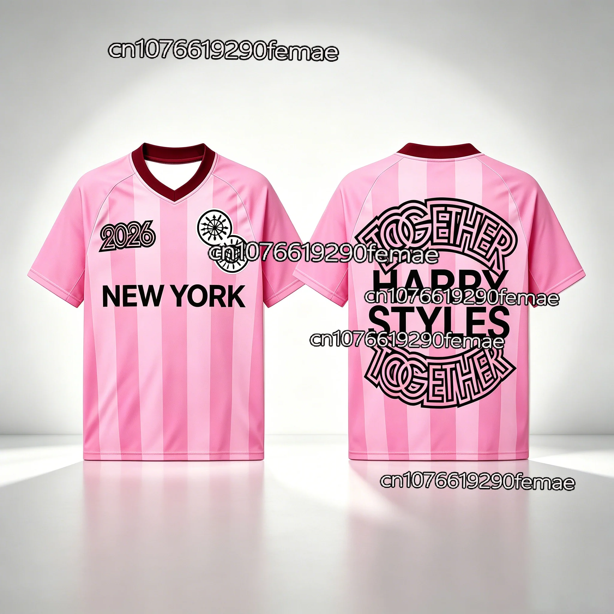 2026 Summer New Kids Harry Styles V-Neck Pink Jersey T-Shirt, Together Tour Concert Theme, Women’s Music Festival Athletic Top