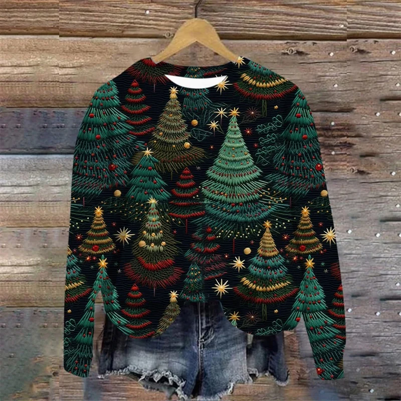 

Santa Claus Snowman Pattern Hoodie Men Christmas Tree 3D Printed Pullover Autumn Long Sleeve O-Neck Hoodies Loose Sweatshirts