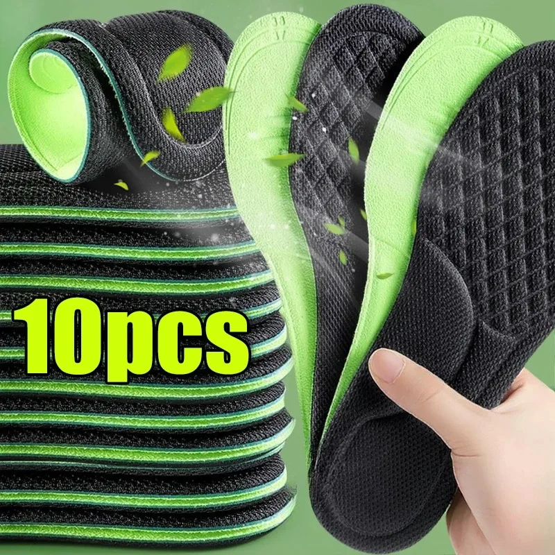5Pair Summer Anti-odor Moisture-absorb Insoles Suit for Men Women Reducing Shock Preventing Sweaty Exercise Breathable Thin Sole