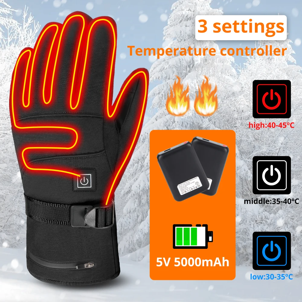 

New Heating Motorcycle Gloves Windproof And Warm Riding Gloves In Winter Waterproof Touch Screen And Electric Heating Gloves