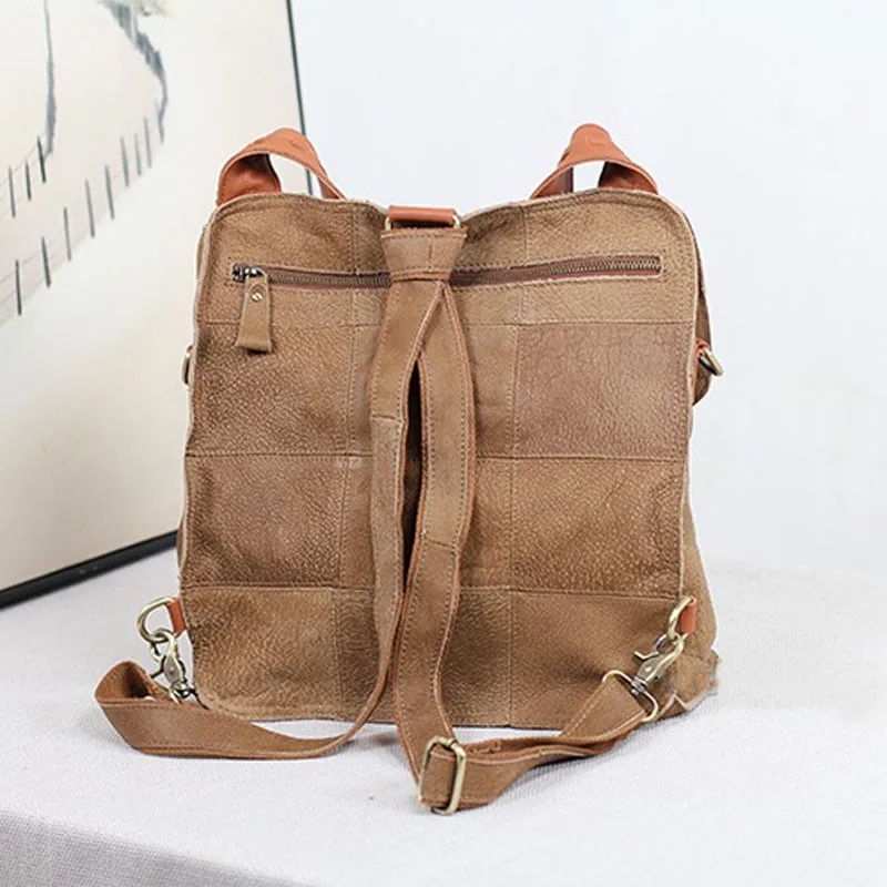 Designer Bag Luxury Woman Genuine Leather Ladies Multi Function Bag Vintage Female Backpack Retro Patchwork Backpacks Shoulder