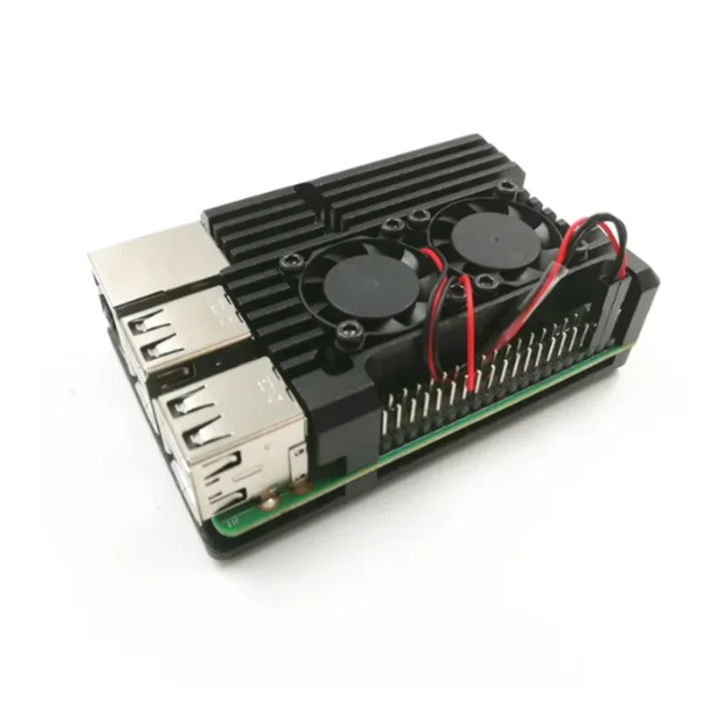 Raspberry Pi 4/3 Aluminium Behuizing Met Dubbele Koelventilator Metalen Behuizing Voor Rpi Raspberry Pi 4b/3b/3b +