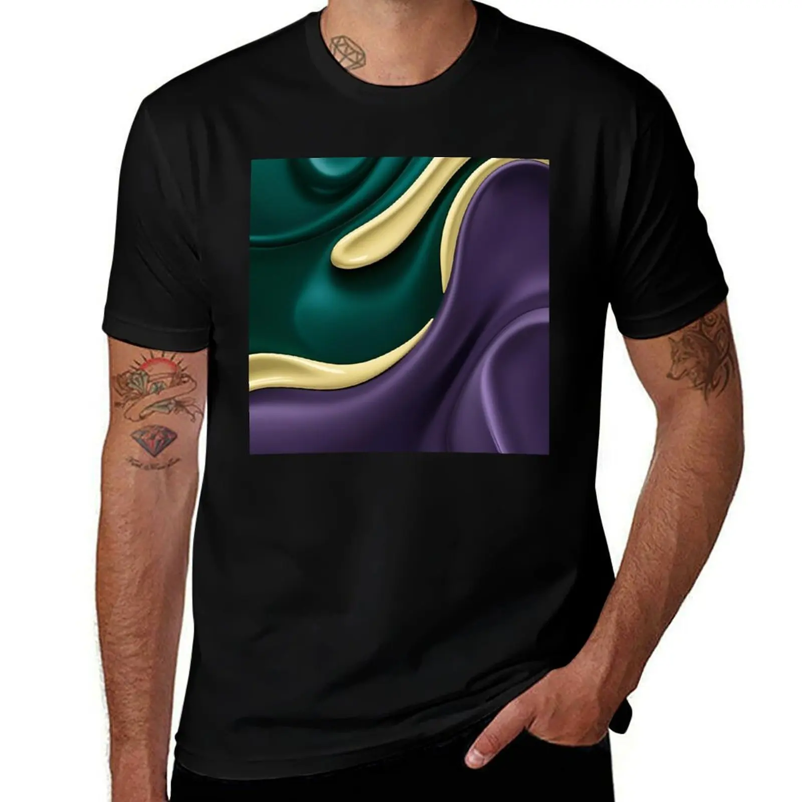 

Abstract fluid graphic “English Tennis Lawn” Collection T-Shirt oversized t shirt Blouse tops mens funny t shirts
