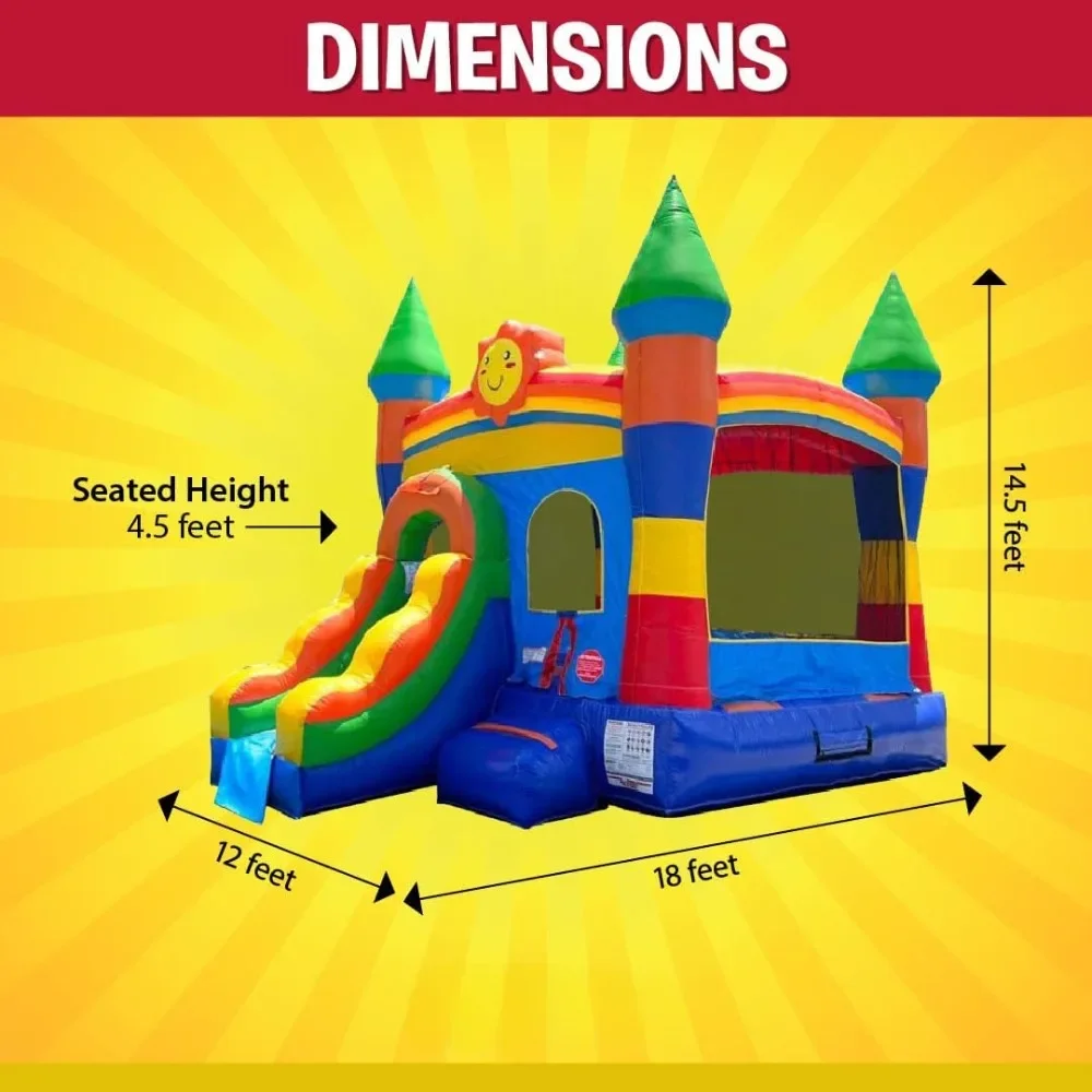 Inflatable Bounce House with Inflatable Water Slide for Kids, Outdoor Playhouse Bouncer, Backyard Commercial Castle