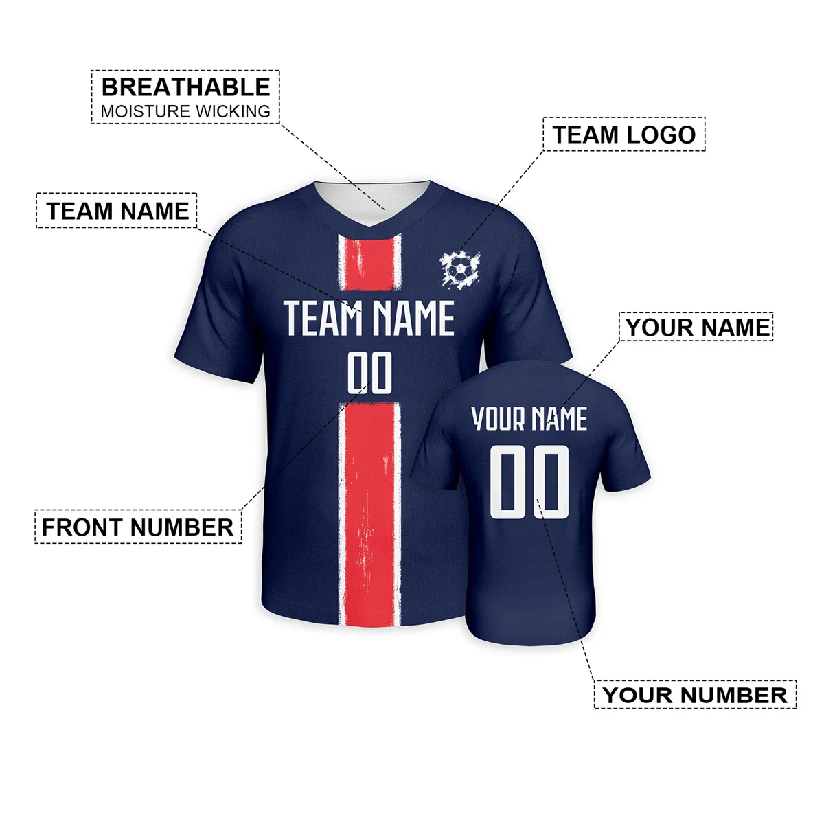 Custom Soccer Jersey Sports Training Jersey Personalized Name Number Breathable Football Shirts Men Women Youth Fans Gifts