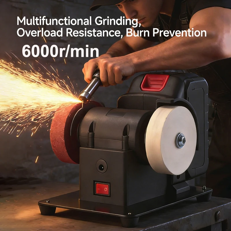 

6000r/min Household Lithium Grinding Wheel Dual-Wheel Tabletop Mini Sharpening Multi-functional Polishing and Grinding Machine