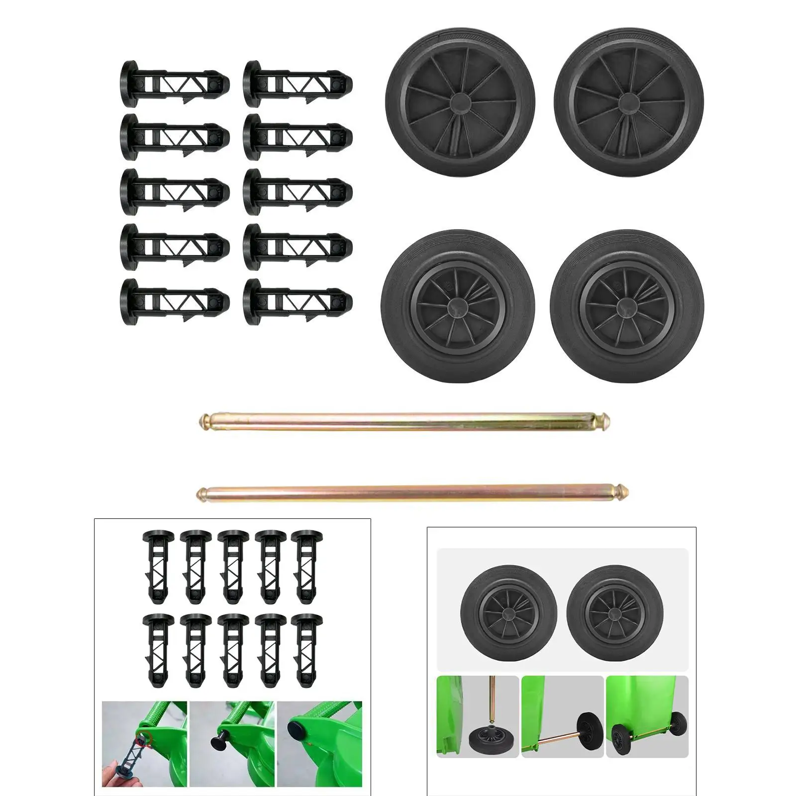 Hollow Shaft Components for Rubbish Bin Repair with Pulley Wheels And Accessories