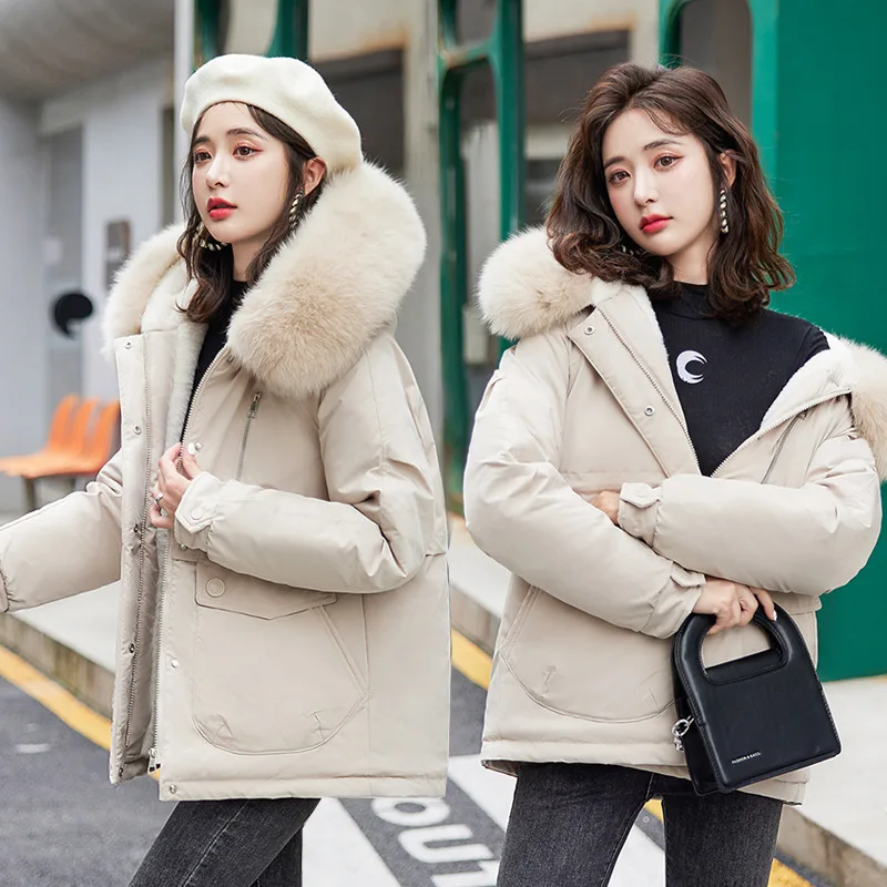 Women's Mid-length Lapel Puffer Jacket, Zipper Coat, Korean Version,Keep Warm, Fashion, Monochromatic, Autumn and Winter Clothes