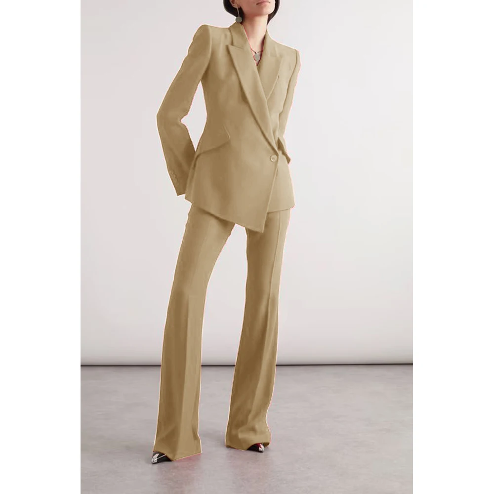 Fato fino de botão único feminino, confortável para negócios e pendulares, elegante, novo, 2 peças, 2024