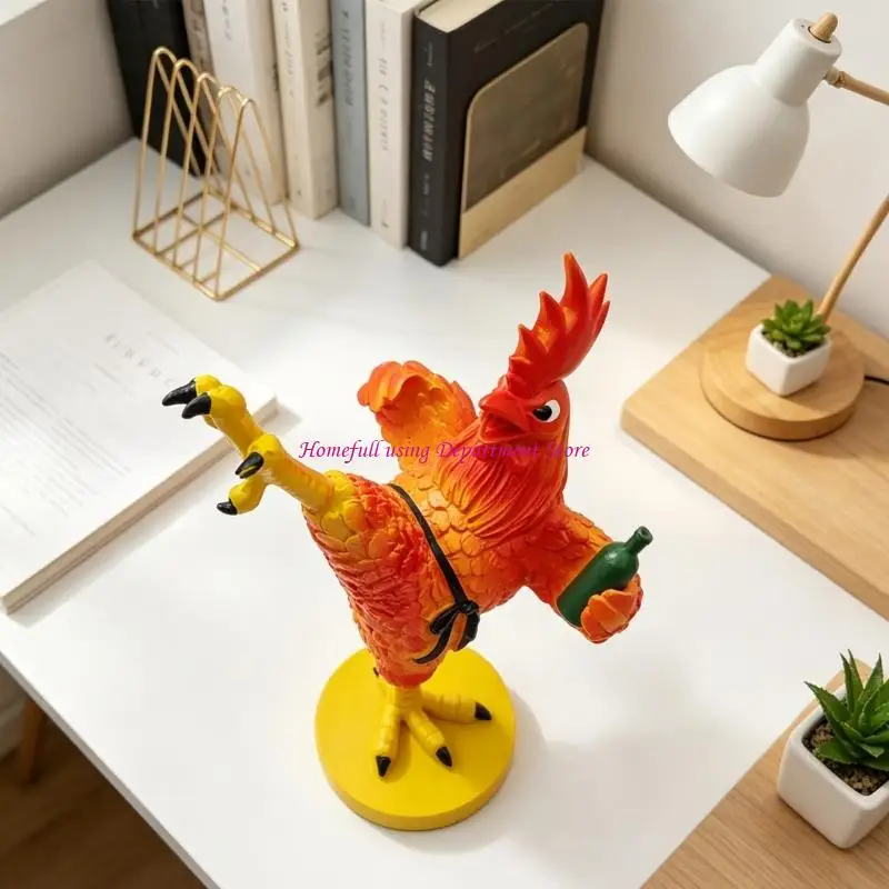  Chicken Figurine Pair with Humorous Fighting Action Poses for Display