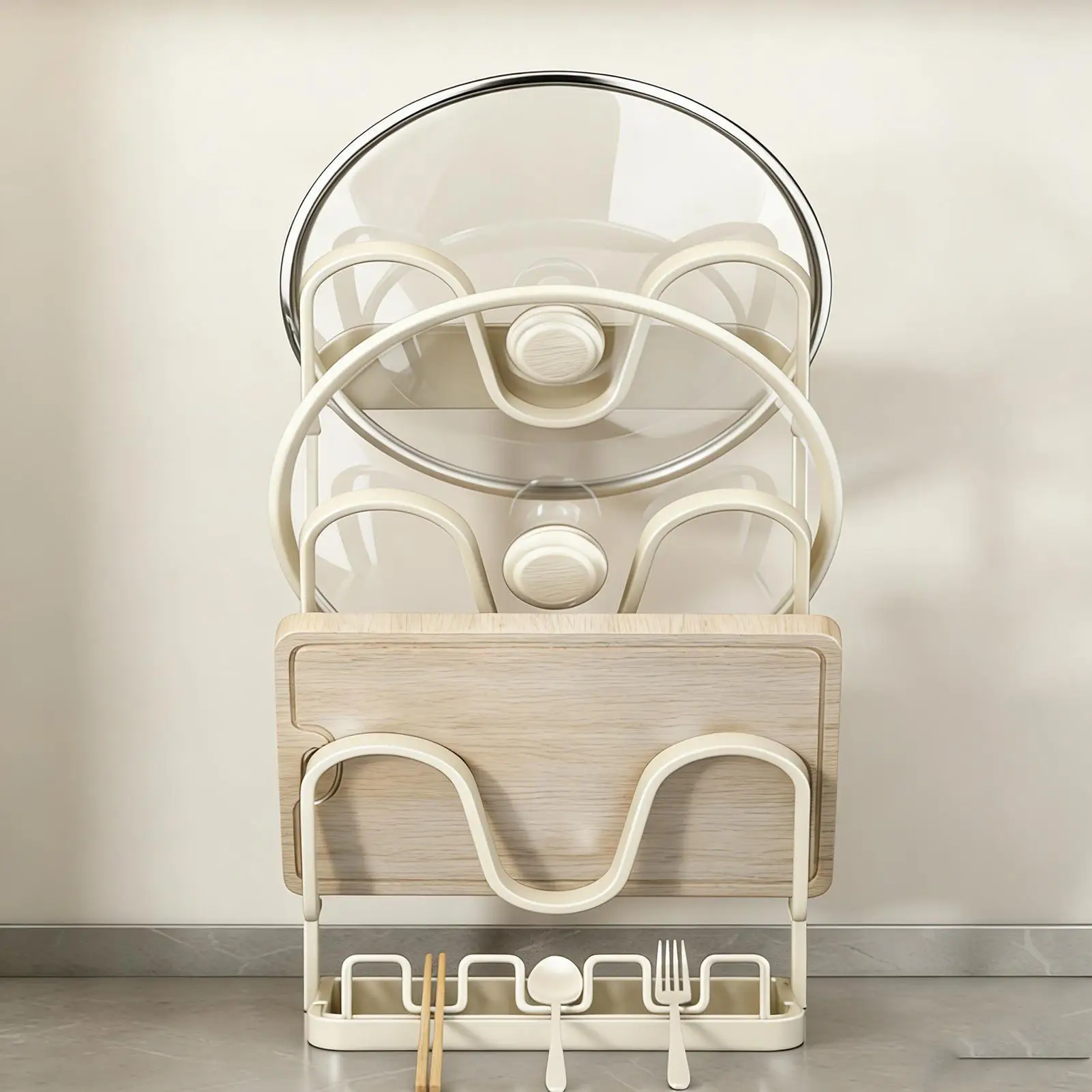 

Подставка для крышки кастрюли, 3-слойная металлическая многофункциональная нержавеющая подставка, кухонная столешница, держатель для крышек для кастрюль для квартиры, общежития, дома на колесах