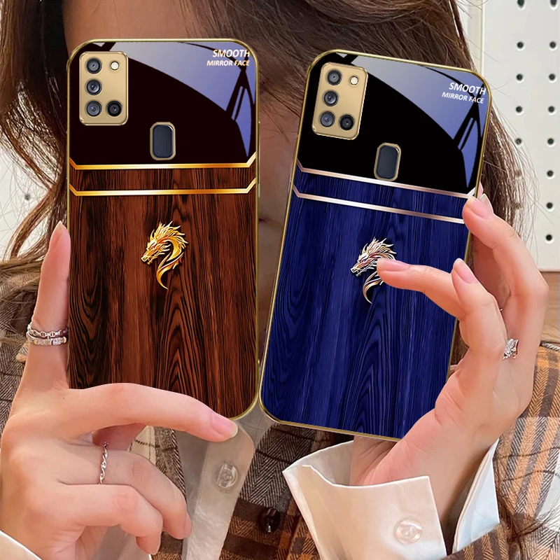 التنين الذهبي الرائع لسامسونج A 31 32 A33 A34 35 14 A15 13 16 25 26 50 52 53 54 55 56 70 71 72 73 حافظة هاتف زجاجية ذهبية
