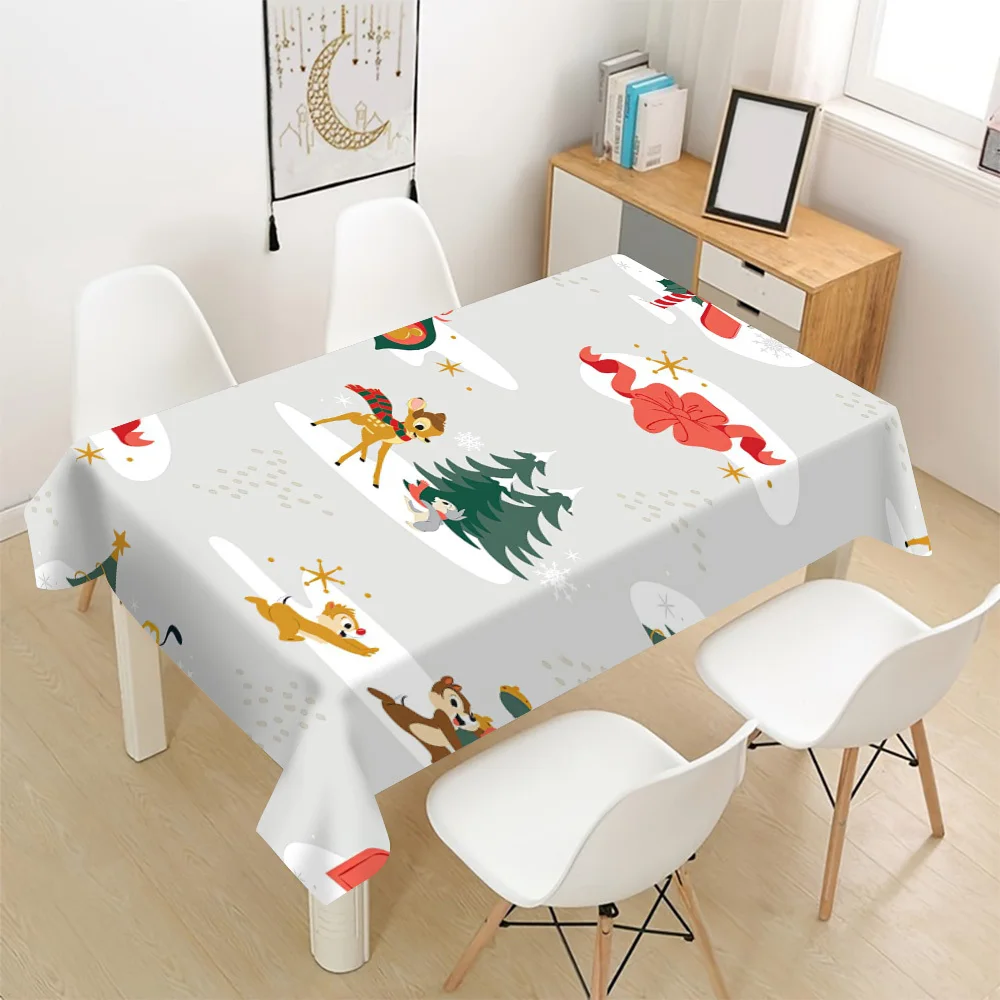 Cute Christmas Holiday Tablecloth Spill Proof Festive Winter Scene Dining Table Cover for Party Decor
