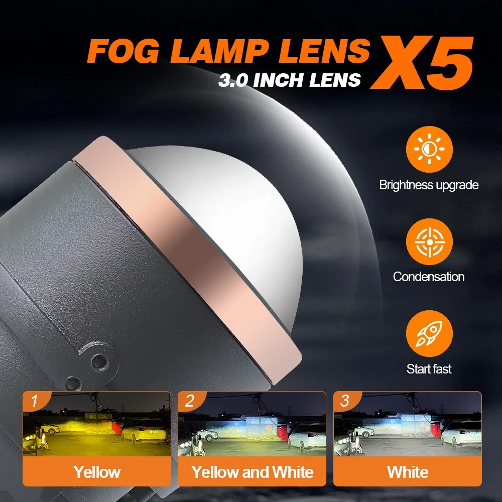 2.0 3.0 Inch Bi LED Laser Fog Lamp Projector Lens for Toyota Honda Ford Universal Car Hi Lo Beam