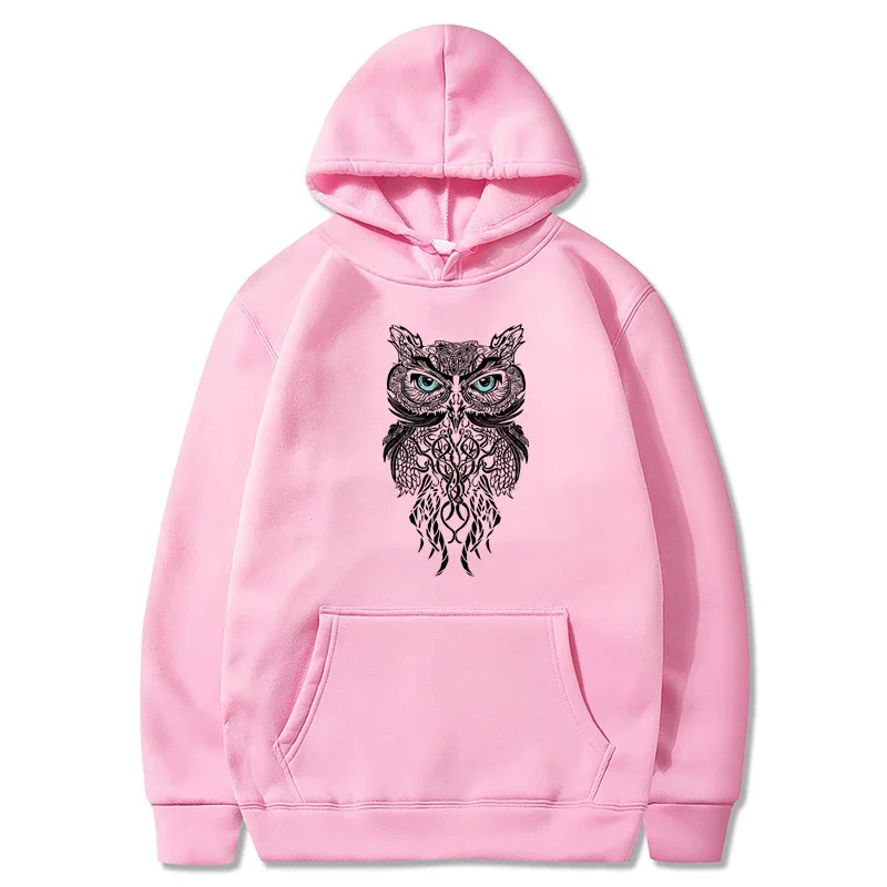 

Thick Winter Men Hoody Dashing Owl Face Printing Sportwear Fleece Autumn Male Hooded Oversized Comfortable Sweatshirt