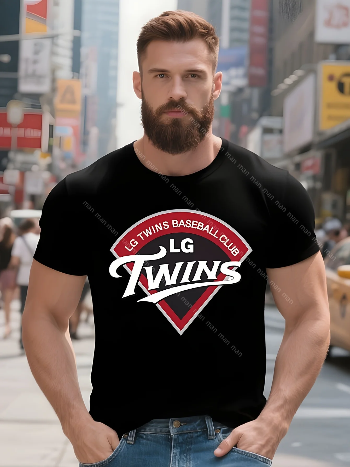LG Twins سيول البيسبول KBO شعار تي شيرت الكورية الموضة تخصيص المتضخم مضحك تي شيرت رجالي #   اللون: أصفر، المقاس: S