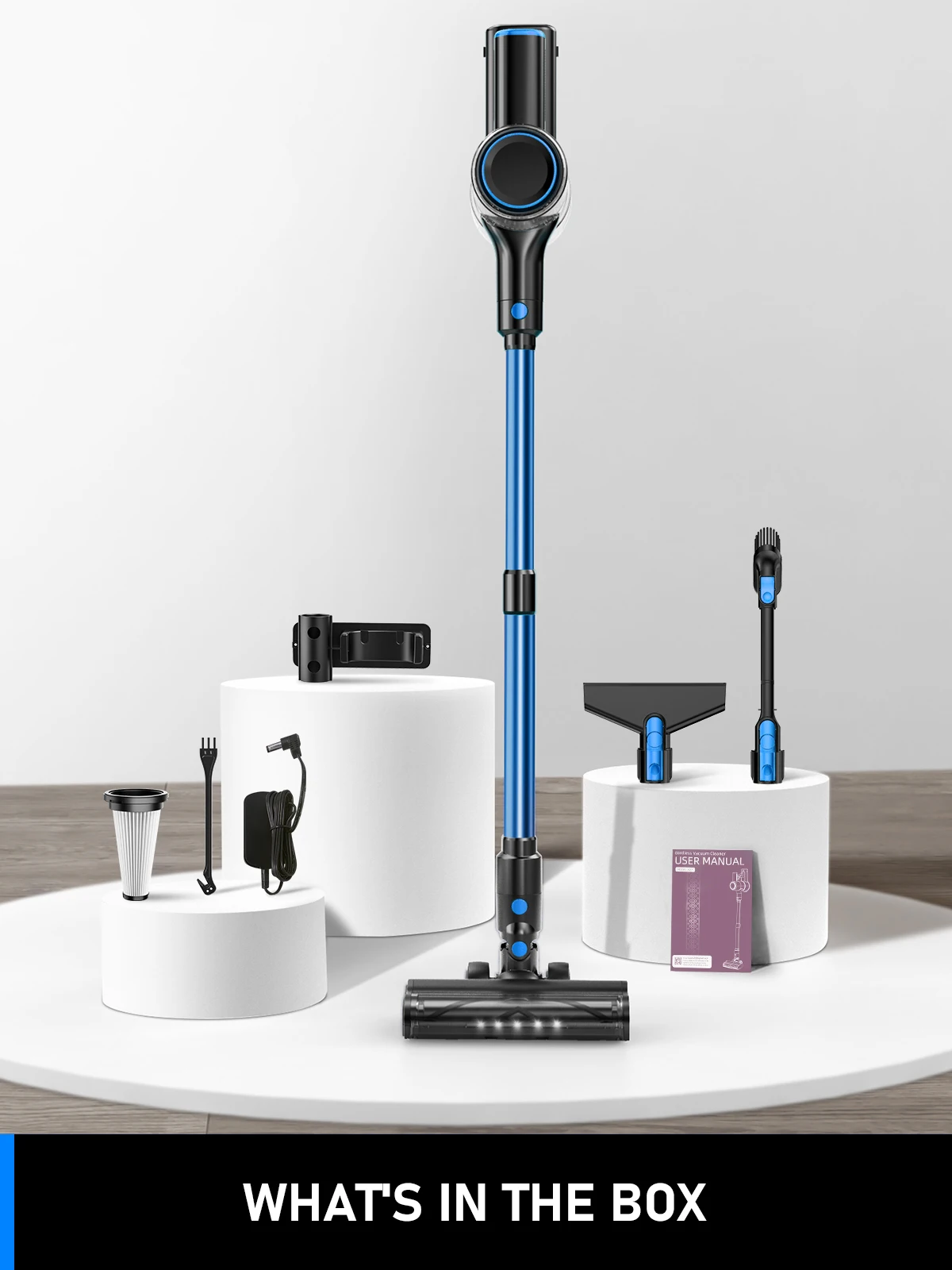 40Kpa 8 in 1 Cordless Vacuum Cleaner, 3 Modes Suction, 45Mins Rechargeable Lightweight Vacuum for Pet Hair/Carpet/Hard Floor