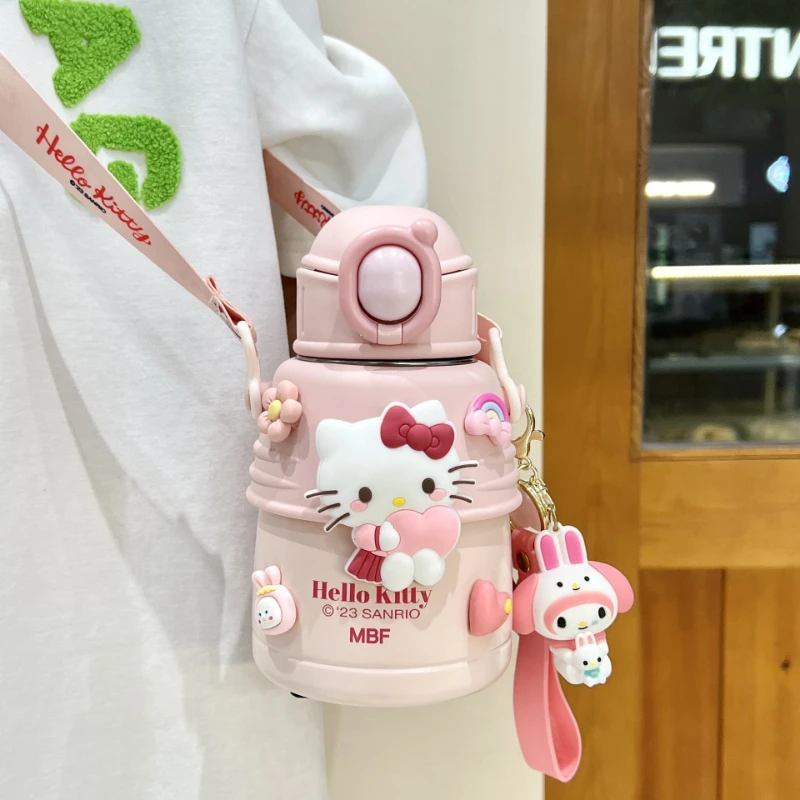 

Sanrio Hello Kitty Cinnamoroll Thermos Bottle Pochacco Sippy Water Cup Vacuum Flask Stainless Steel High Capacity Insulated Mug