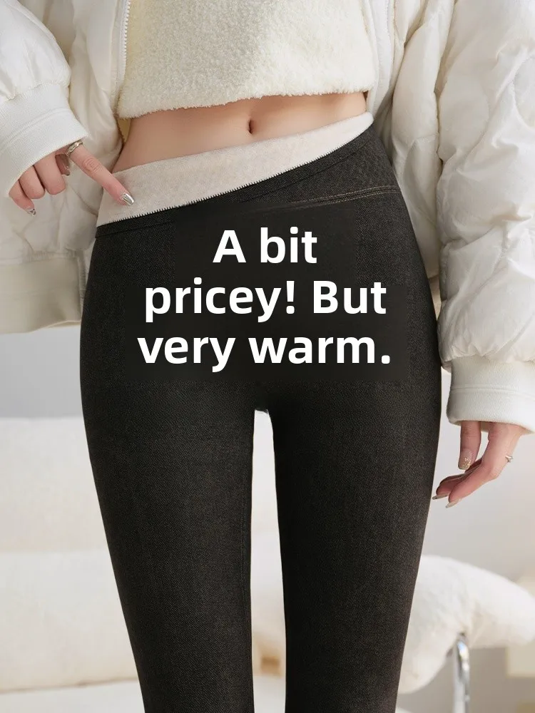 

High Waist Thiened Yoga Pants Women's Fitn Trousers Winter Warm arkskin Pants with kets Casual Loose Leggings