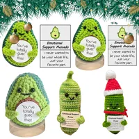 Plush Knitting Avocado with Card Mini Handmade Cucumber Creative Inspirational Crochet Dolls Birthday Gifts for Friends