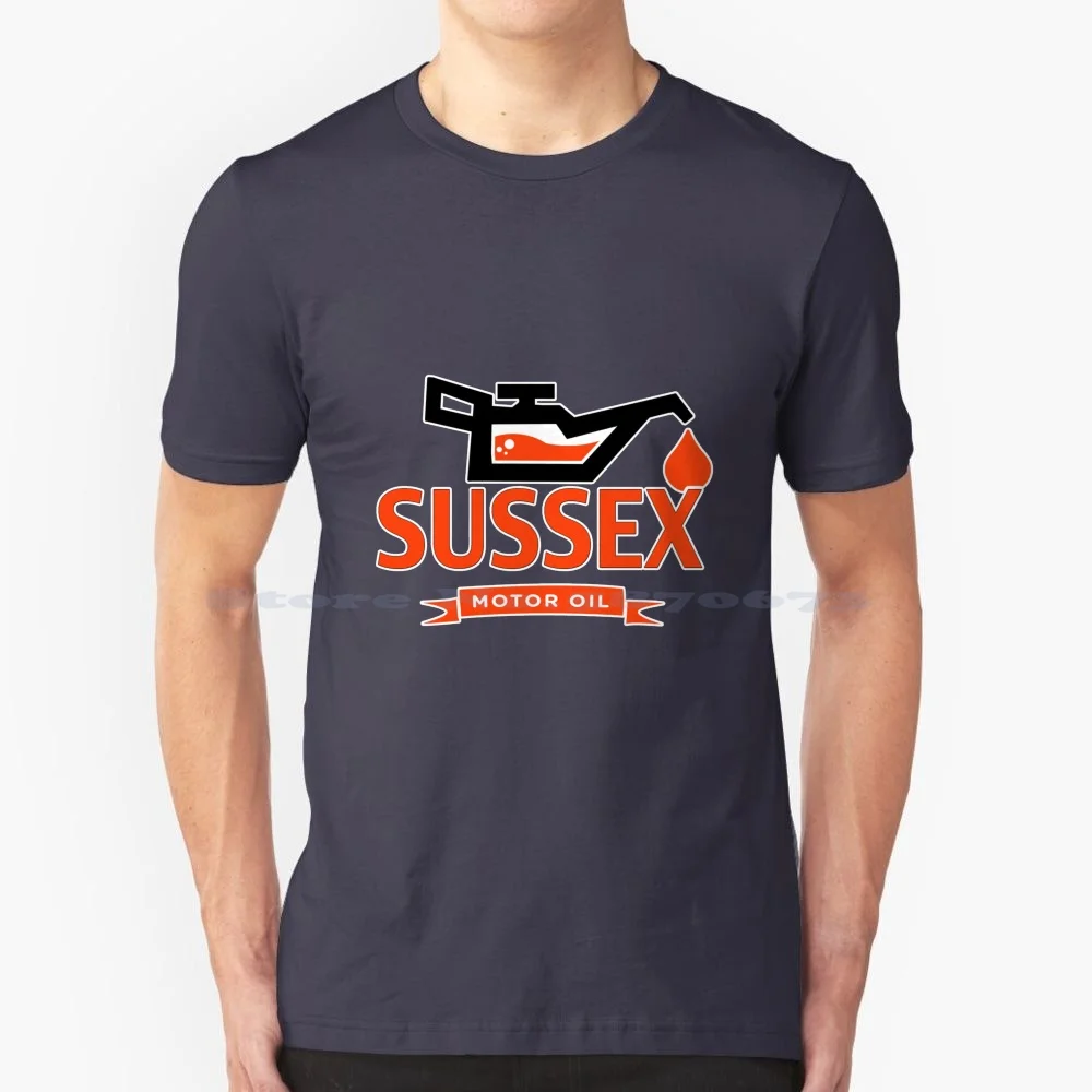 Sussex Motor Oil T Shirt 100% Cotton Tee Motor Cars Classic Cars Gearhead Petrolhead Vintage Cars Vintage Oil Street Art