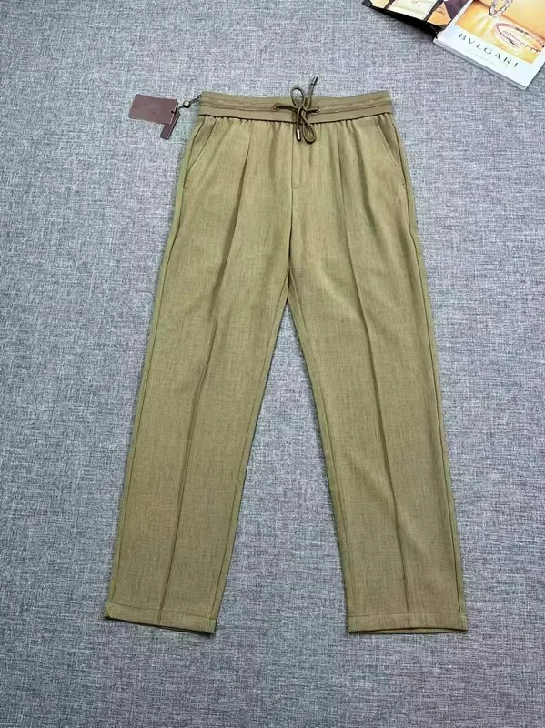 European and American LP Italian old money style light luxury 25 summer Tencel linen elastic waist straight casual pants